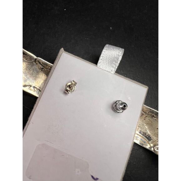 Vintage Sterling Silver Hematite Wide Band Post Earrings Southwestern Handmade - Picture 3 of 13